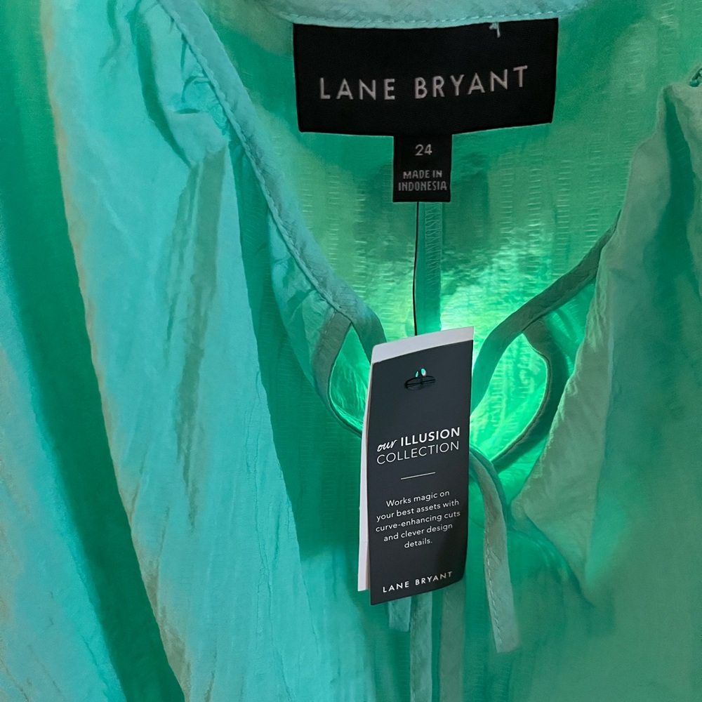 Lane Bryant Seafoam Off the Shoulder Blouse Sz 24 - Picture 8 of 12